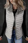 Women's Thick Plush Collared Quilted Zipped Puffer Vest