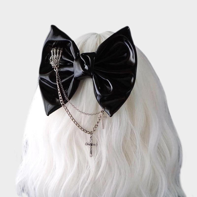 Ghost's Paw Cross Bowknot Hairpin