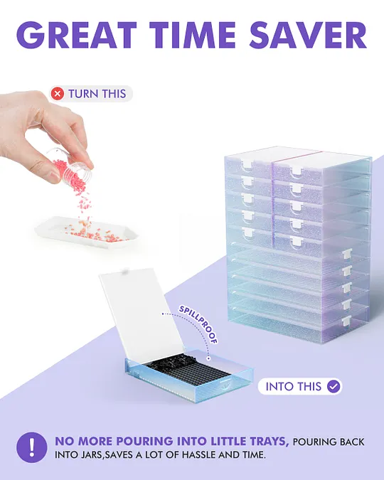 Cateared Trabricks Galaxy Series, Stackable Diamond Art Trays with