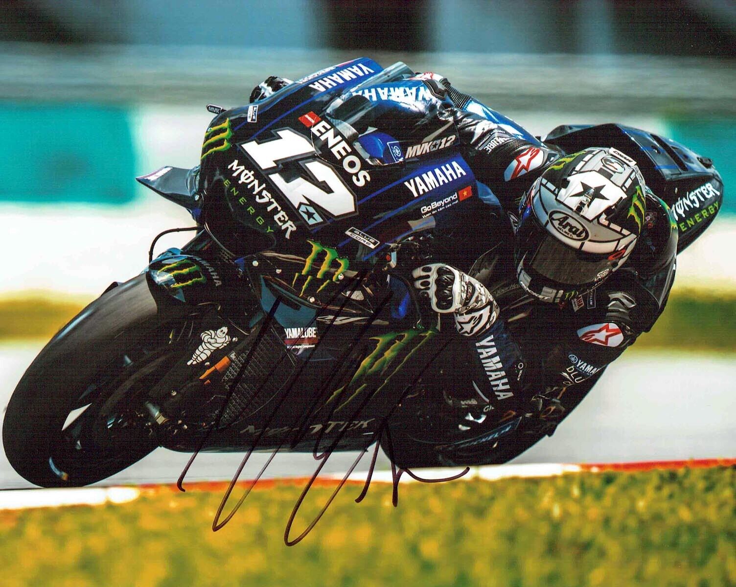 Maverick VINALES 2019 SIGNED MOTOGP Autograph 10x8 Yamaha Photo Poster painting C AFTAL COA