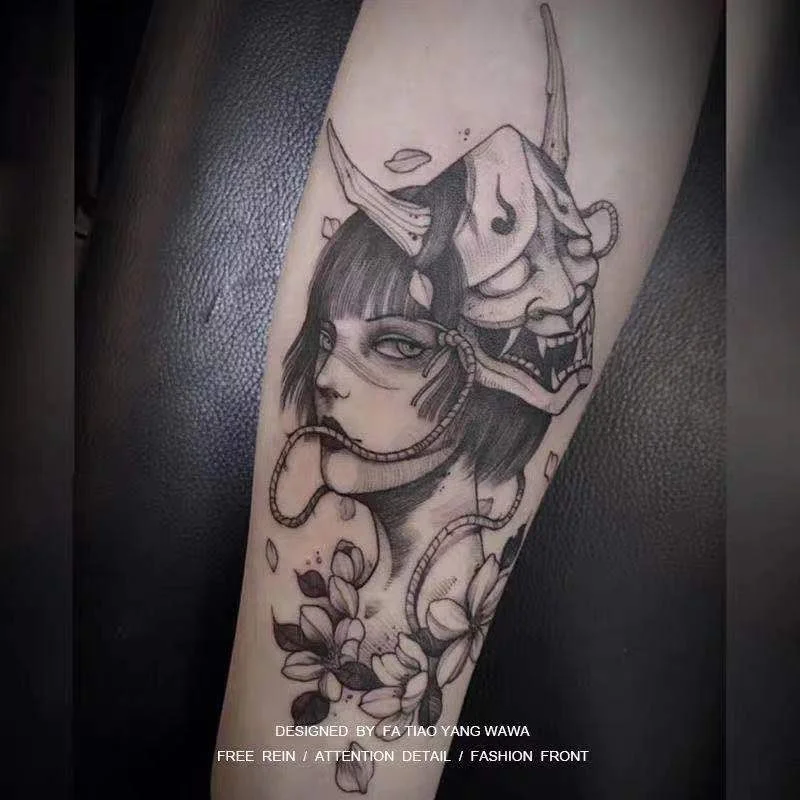 30 Sheets Black Girls Fake Tattoo Stickers For Men Women Waterproof Temporary Tattos Body Art Arm Waist Decals Tatoos