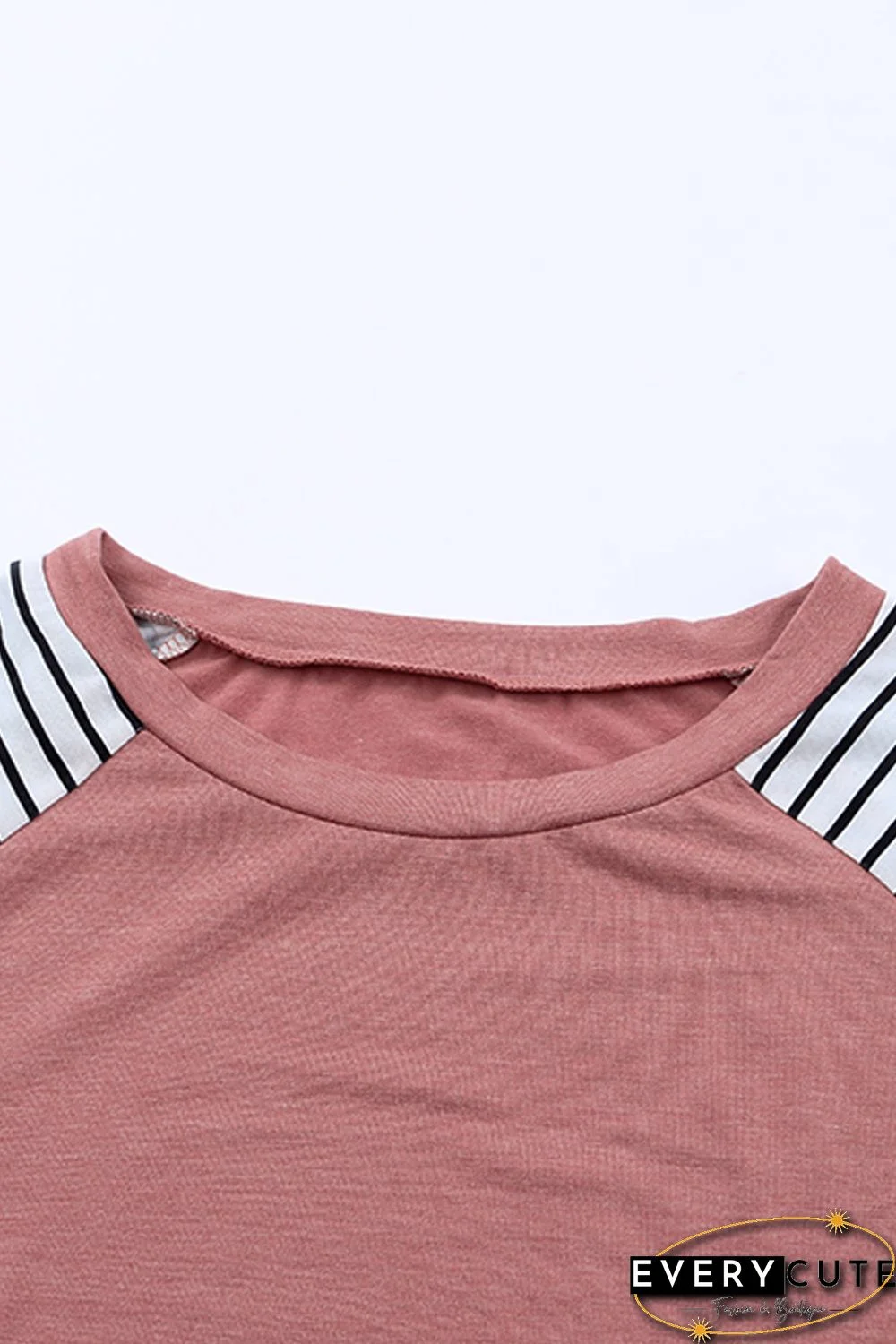 Pink Striped Leopard Patchwork Long Sleeve Mini Dress