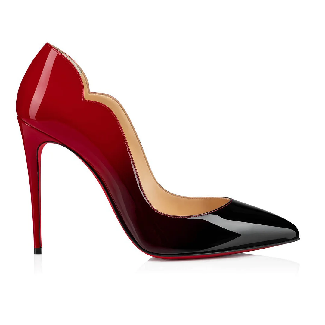 100mm Women's Party Wedding Heels Gradient Color Patent Red Soles Pumps-vocosishoes