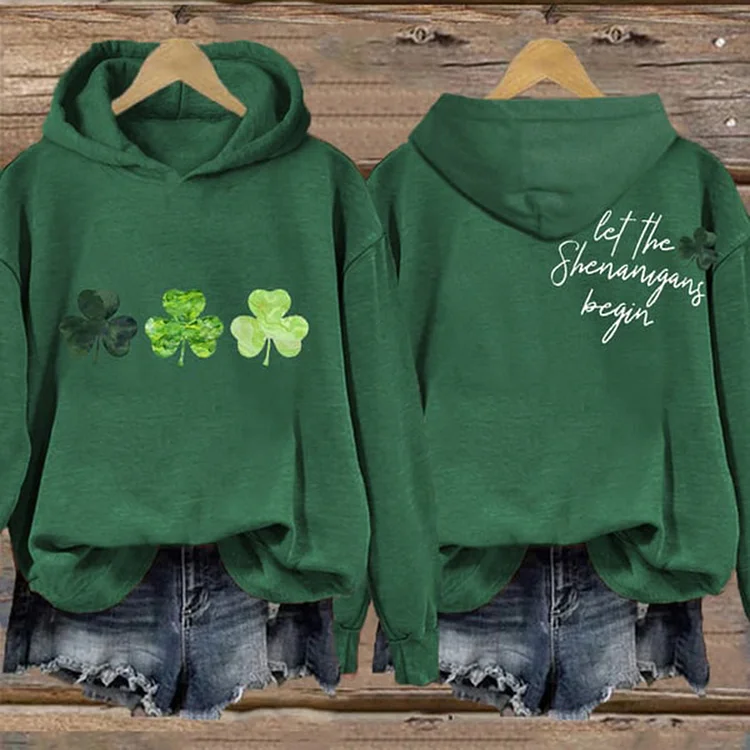 Comstylish St. Patrick's Day Shamrock Let The Shenanigans Begin Casual Hoodie