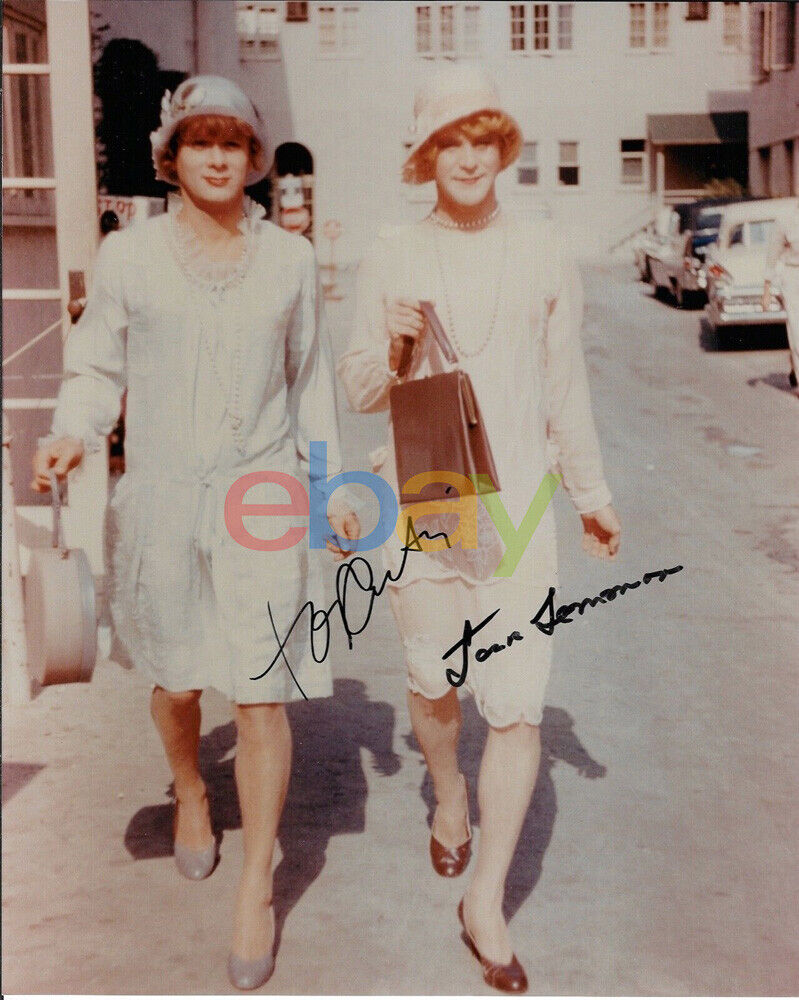 SOME LIKE IT HOT - TONY CURTIS & JACK LEMMON SIGNED 8x10 COLOR 'IN DRAG' Photo Poster painting r