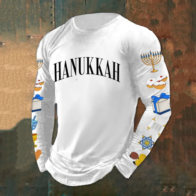 Men's Hanukkah Print Printed T-Shirt