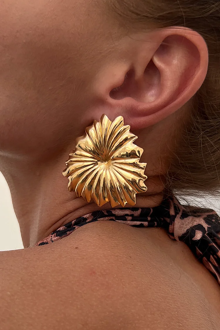 Alloy Pleated Irregular Oversize Fashionable Stud Earrings