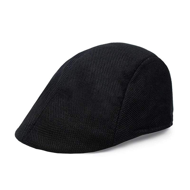 Men’s Retro British Style Solid Color Curved Eaves Beret Hat