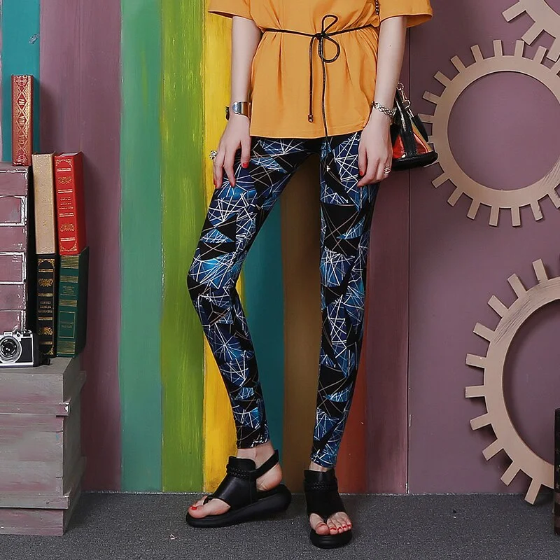 CUHAKCI Fitness Leggins Women Legging Graffiti Cartoon Printed Trousers Elastic Push Up Pencil Pants Polyester