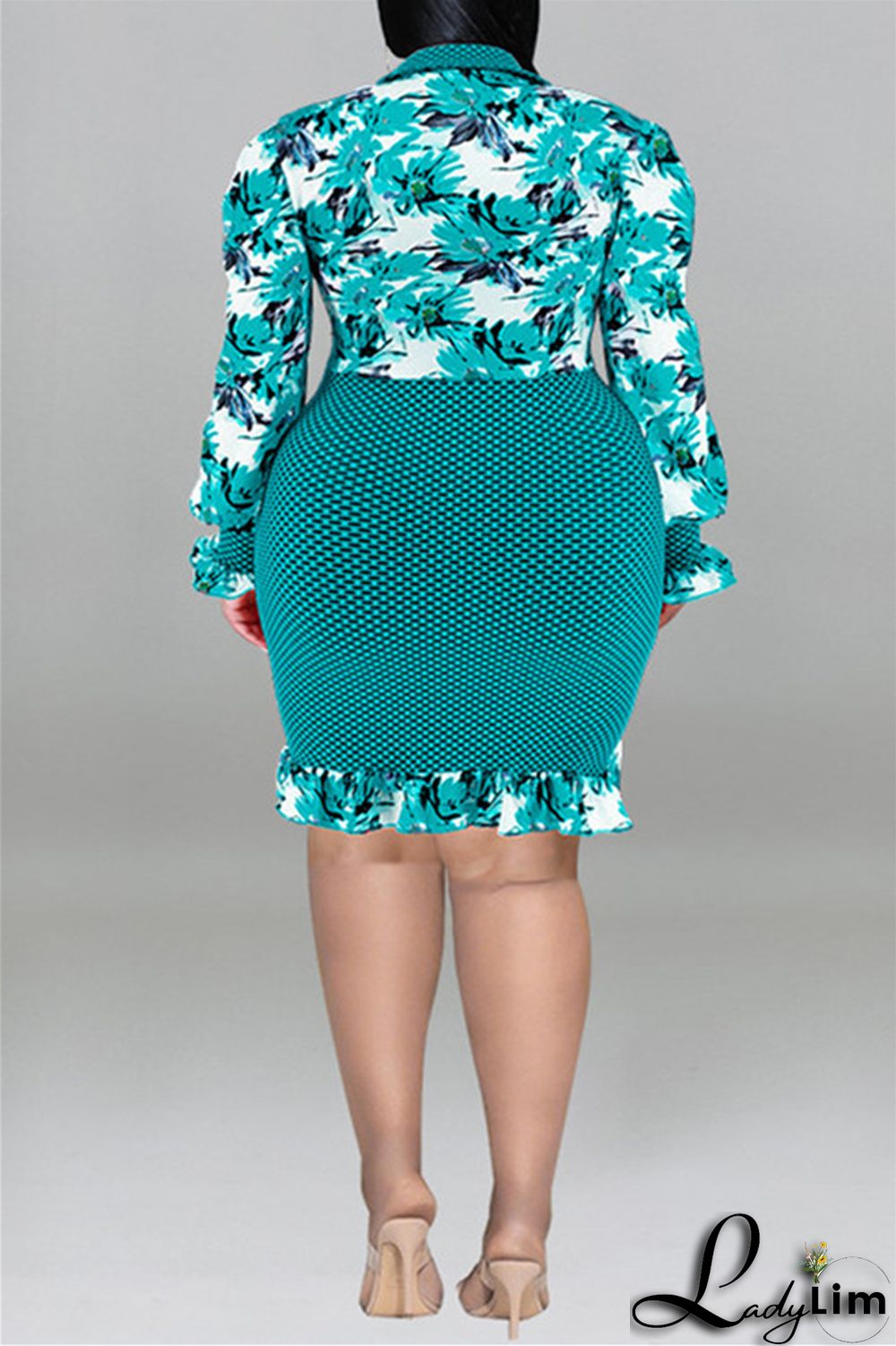 Purple Fashion Casual Print Patchwork Turndown Collar Long Sleeve Dresses