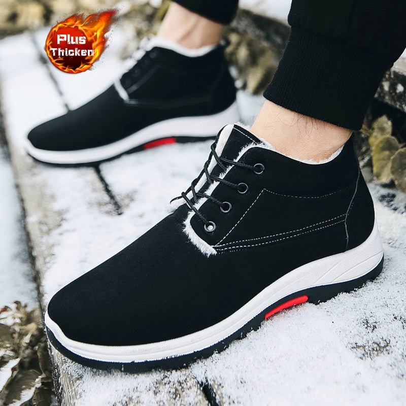 2019Winter Men's Cotton Shoes Plus Velvet Thickening Outdoor Anti-skiing Boots Casual Warm Sports Men's Shoes Leather Boots Men