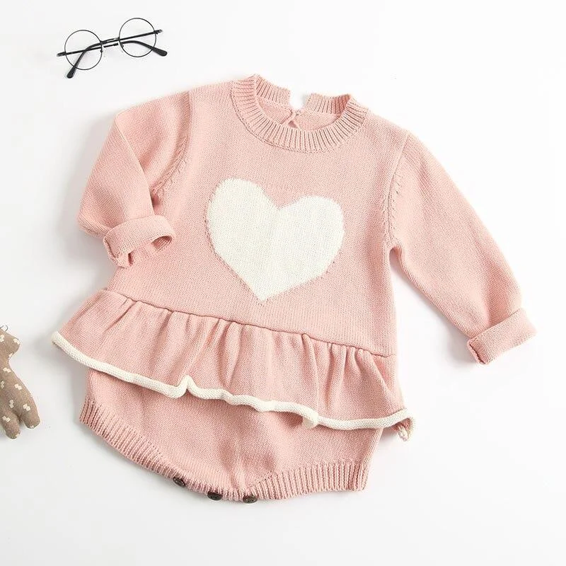 Newborn Baby Girls Boys Knitted Romper Baby Clothes Cotton Pompom Woolen Baby Rompers Ruffle Infant Baby Boys Jumpsuit Overalls
