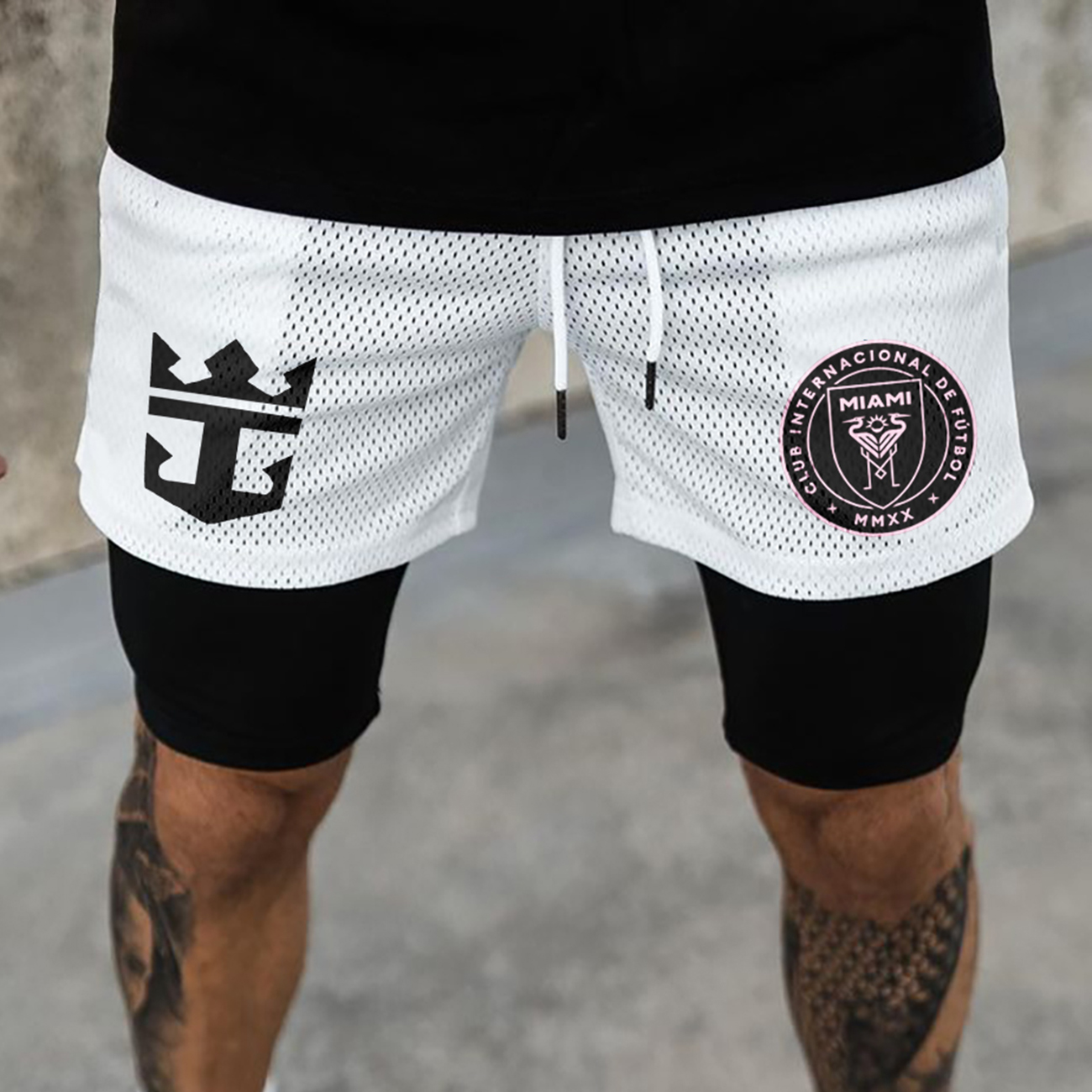  Men's Fashionable Layered Shorts with Stylish Logos for Active Wear