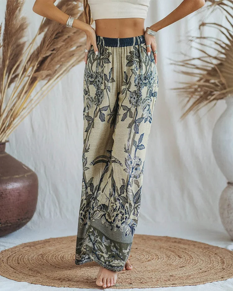 Ladies fashion jacquard loose trousers