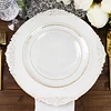 10 Pack | Clear Hammered 9" Round Plastic Dinner Plates With Gold Rim, Disposable Party Plates
