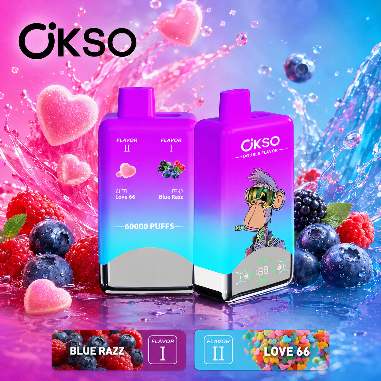 OKSO Double Flavor 60K Disposable Vape - 10 pcs Pack OKSO fumotvapeshop