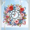 (US Only)2D Flat DIY Wreath 5D Hanging Clock Art Craft for Living Room Decoration