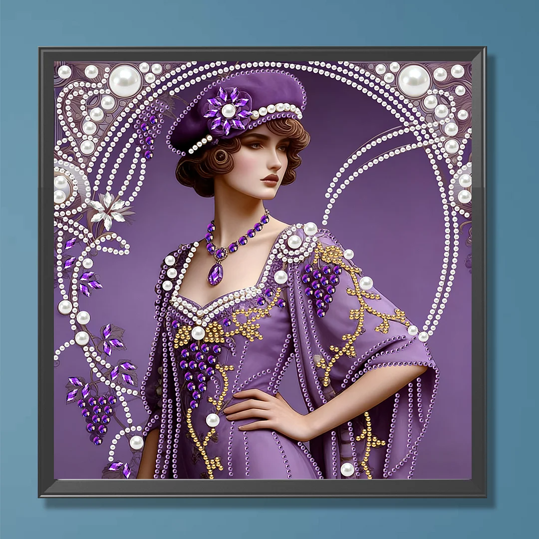 Purple Beauty Special Shaped 5D DIY Partial Drill Diamond Painting Kit 30x30cm