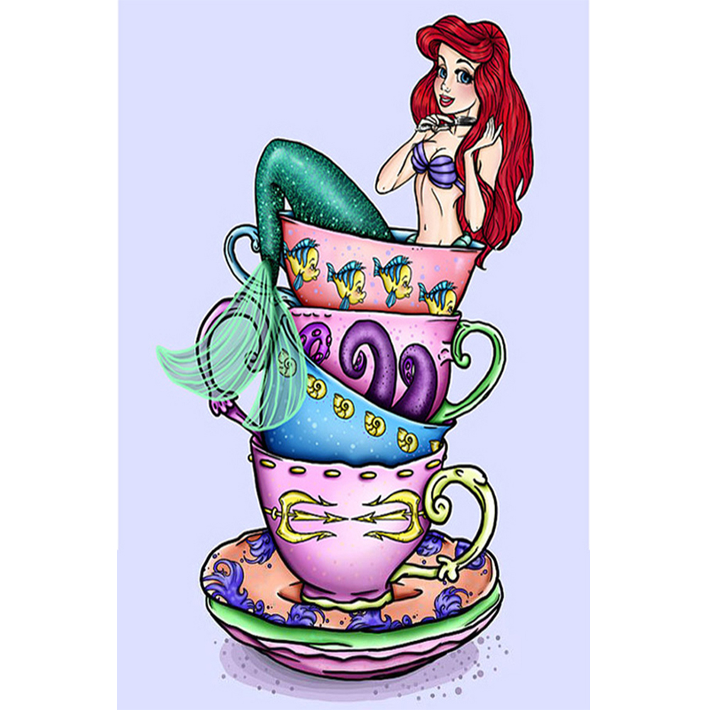 Disney Cup Mermaid Princess 40*60cm(canvas) full round drill diamond painting