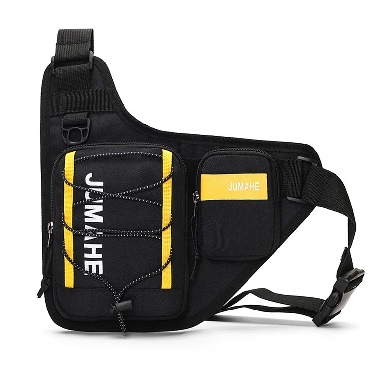 Men Casual Vest Bags Safe Oxford Male Chest Bag for Hiking Travel (Black)