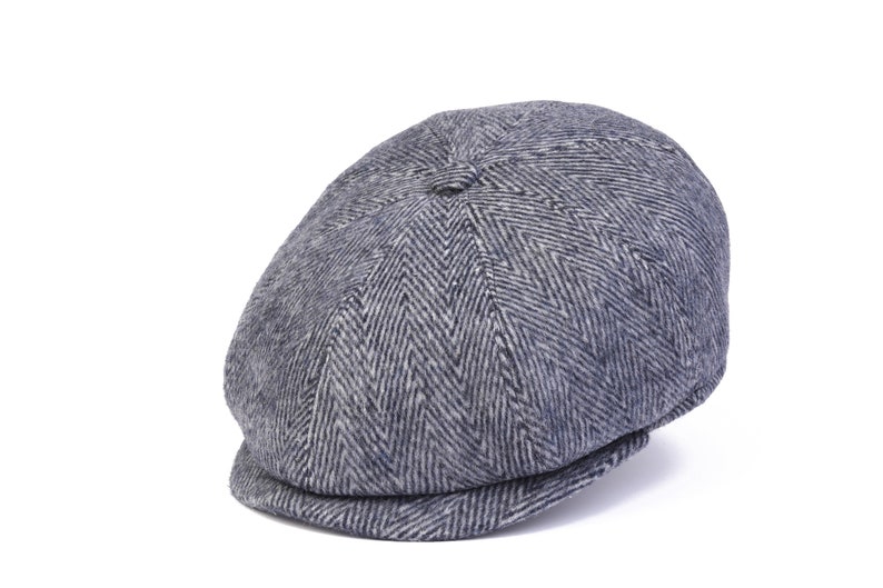 Herringbone Wool 8 Panels Newsboy Cap, PEAKED  Hat