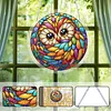 (25cm)DIY Acrylic Jigsaw Puzzle Window Hanging with Hanging Chain DIY Stained Glass Decoration Round Window Puzzle Decor for DIY Craft Project (Stained Glass Owl)