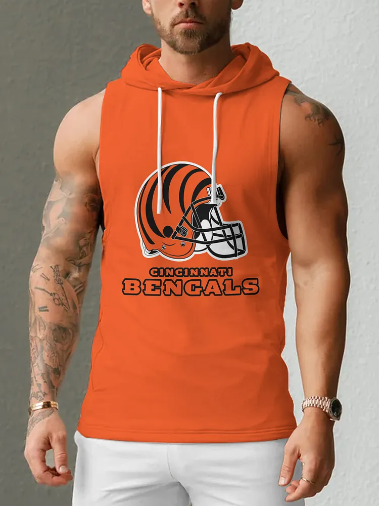 Cincinnati Bengals Men's  Casual Comfy Sleeveless Hooded Tank Top