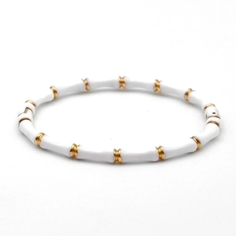 2 Pieces Elegant Vintage Style Bamboo Solid Color Stainless Steel Bangle In Bulk3