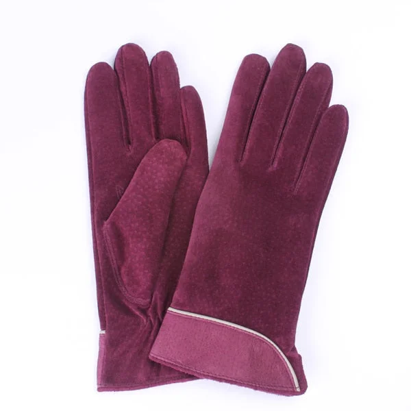 Brand New Fashion Women Genuine Suede Leather Fleece Gloves Winter Women Leather Gloves Female Lady Driving Leather Gloves