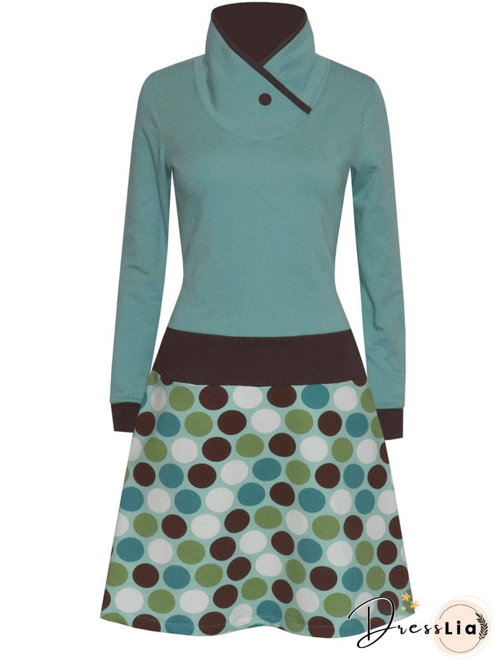 Printed Cotton-Blend Casual Knitting Dress