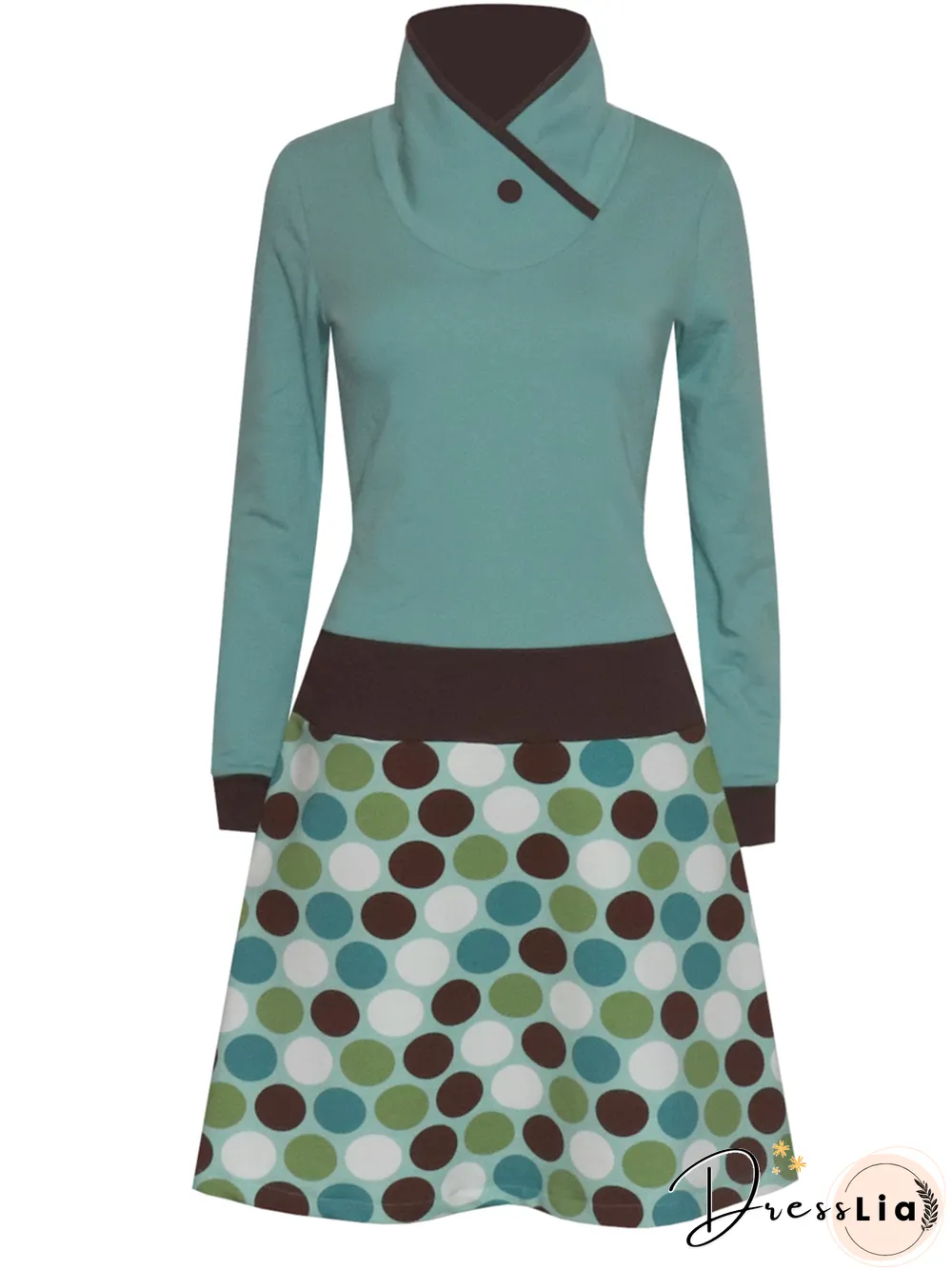 Printed Cotton-Blend Casual Knitting Dress