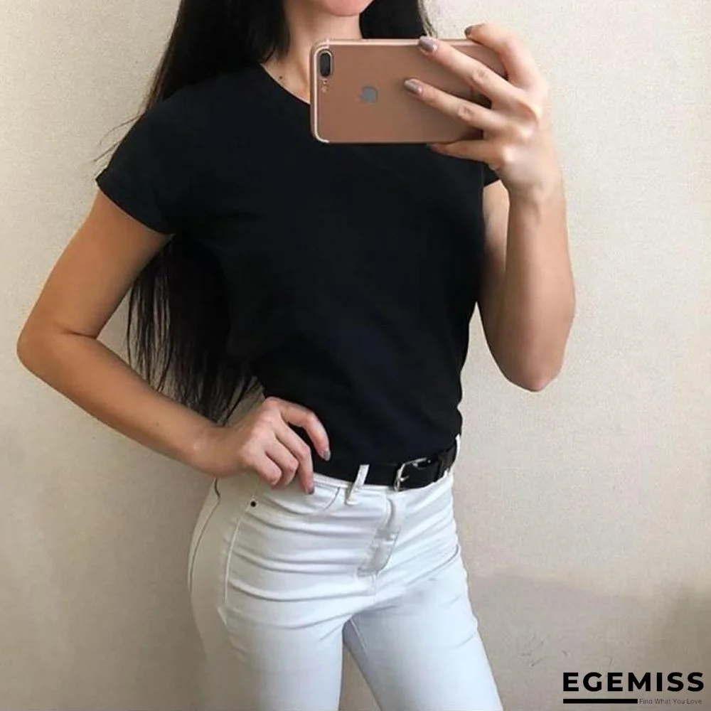 18 Colors S-3XL Plain T-Shirt Women Cotton Elastic Basic Casual Tops Short Sleeve T-shirt | EGEMISS