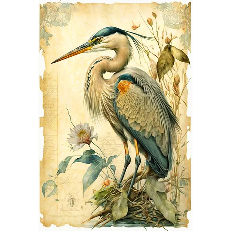 Wild Heron Bird 40*60CM(Canvas) Full Round Drill Diamond Painting gbfke
