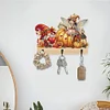 Wooden Halloween Gnome Elf 3 Hooks Diamond Painting Hook Rail DIY Crafts Decor