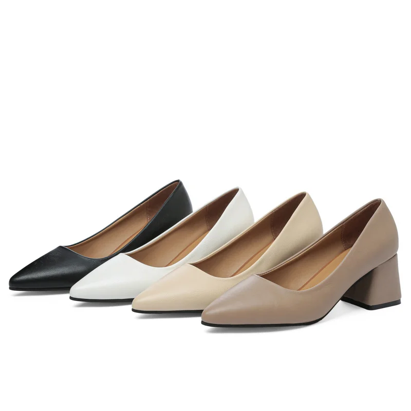 Breakj Breakj Temperament Light-Mouthed High-Heeled Shoes Korean Version Of Coarse Heel Single Shoes Four Seasons Professional Fashion Women's Shoes Size 41