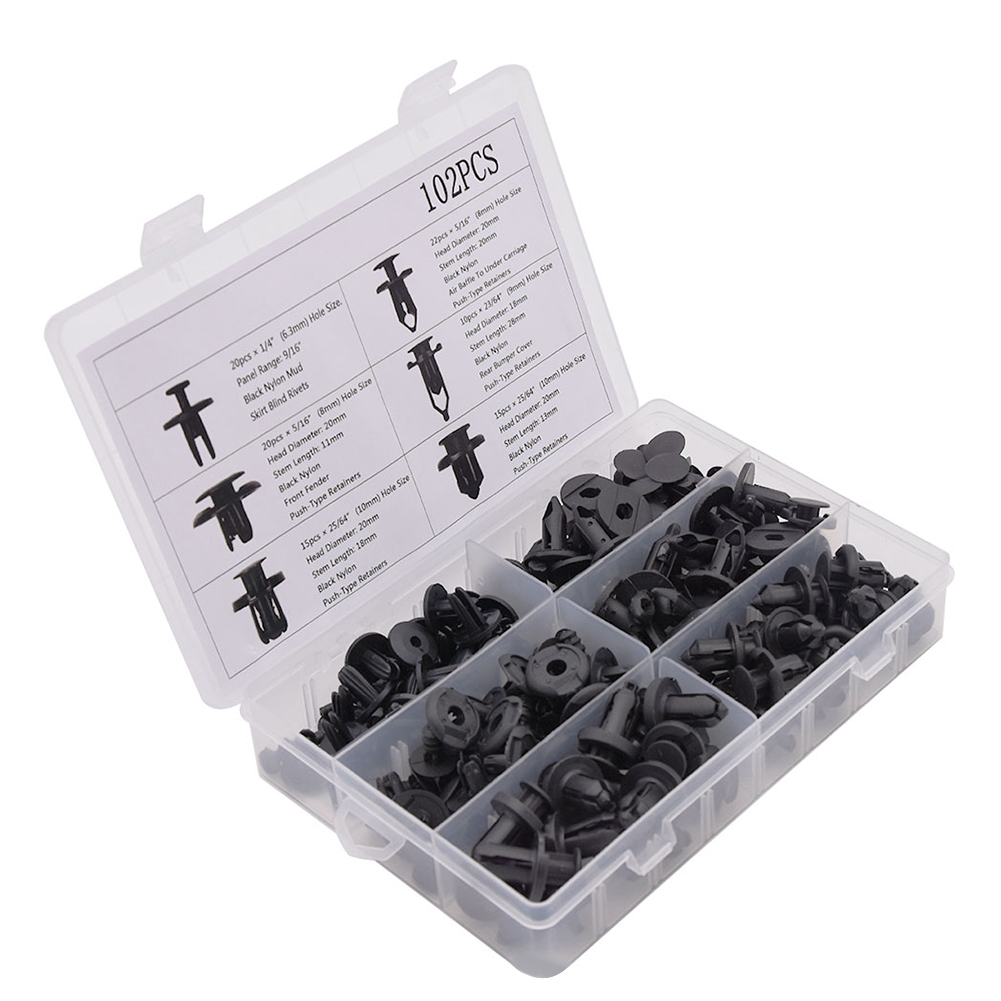 

102x 6.3mm 8mm 9mm 10mm Nylon Bumper Push Fasteners Rivets Clips Retainers, 501 Original