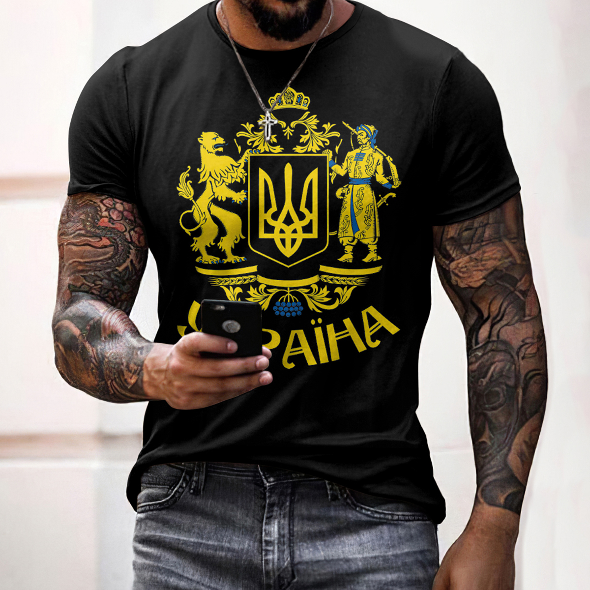 Comstylish Vintage Ukrainian Emblem Print T-shirt