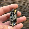 Original S925 Sterling Silver Bone Sword Angel Skull Pendant