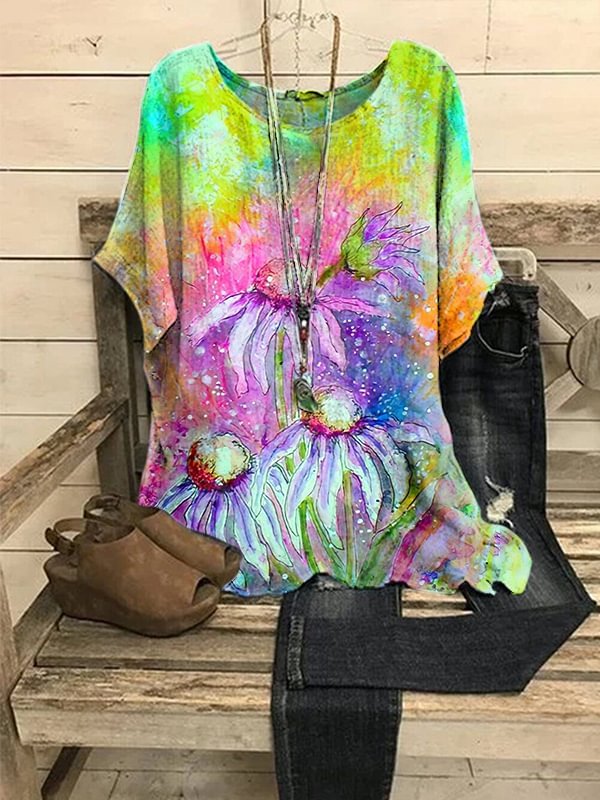 Women's Colorful Floral Casual Top