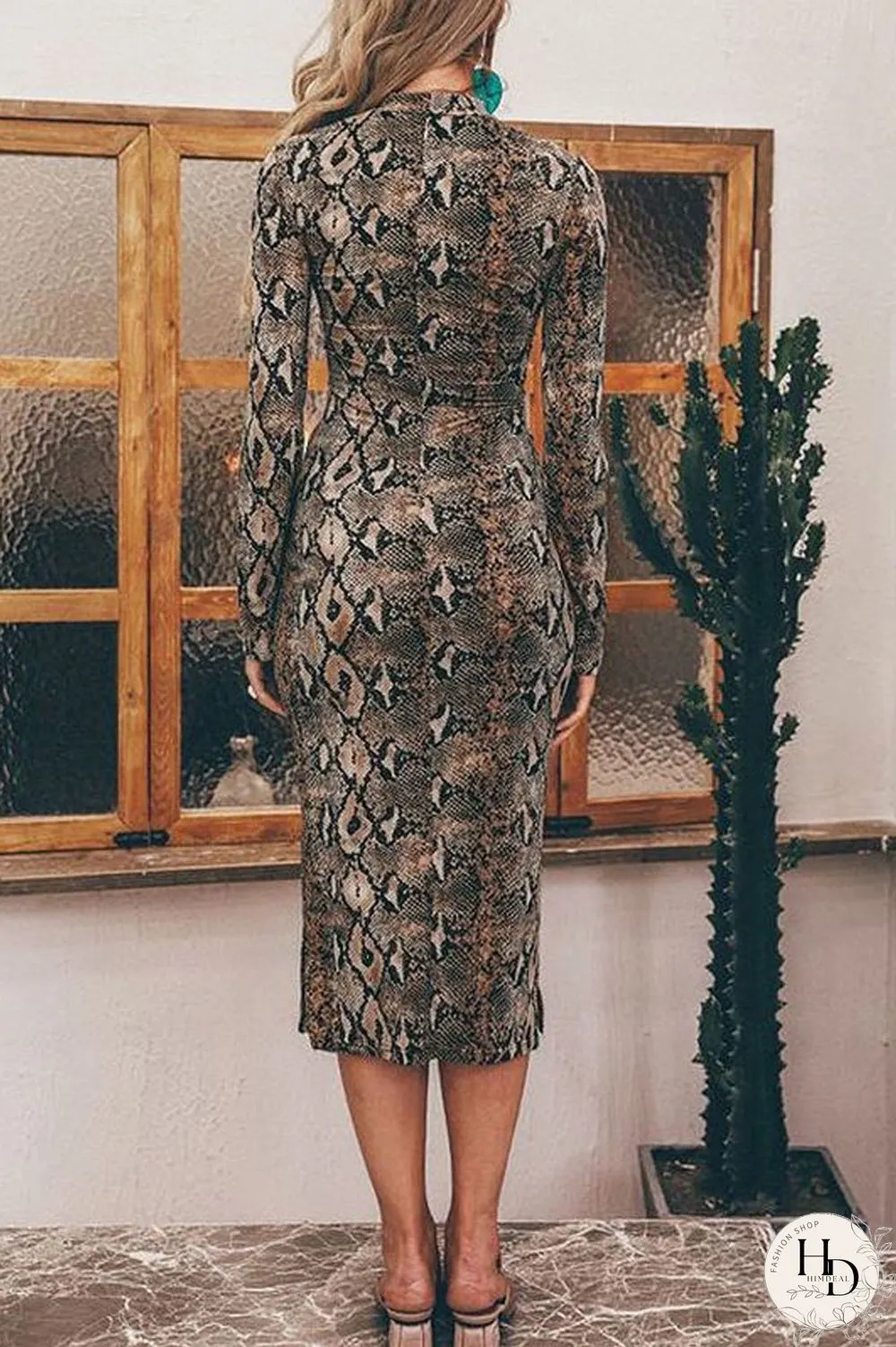 Snake Skin Pattern Package Hip Dress
