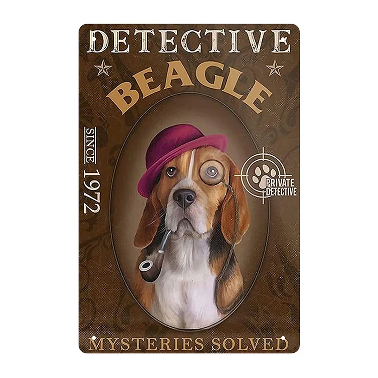 Dog Detective Beagle - Vintage Tin Signs/Wooden Signs - 7.9x11.8in & 11.8x15.7in