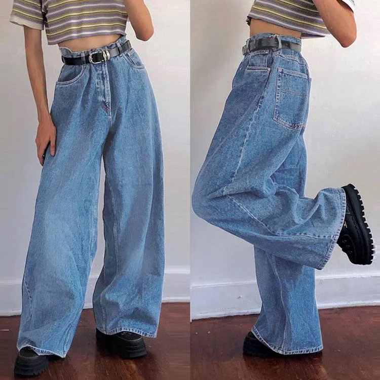Wide-leg pantsClassic high-waisted denim flared trousers