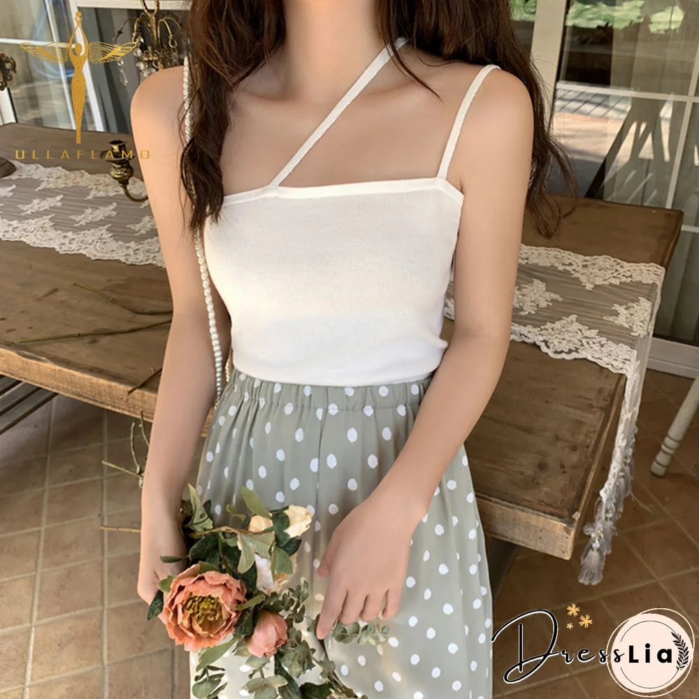 Summer Camisole Women's Double Strap Tank Vest Tops Skinny Elastic Orange Crop Tanks Summer Bottom Green Camis Top Vest Femme