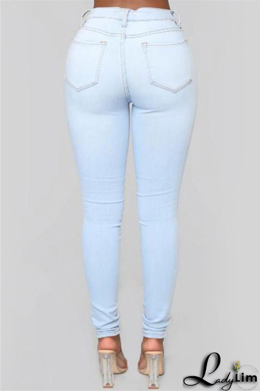 Black Fashion Casual Solid Basic High Waist Skinny Denim Jeans