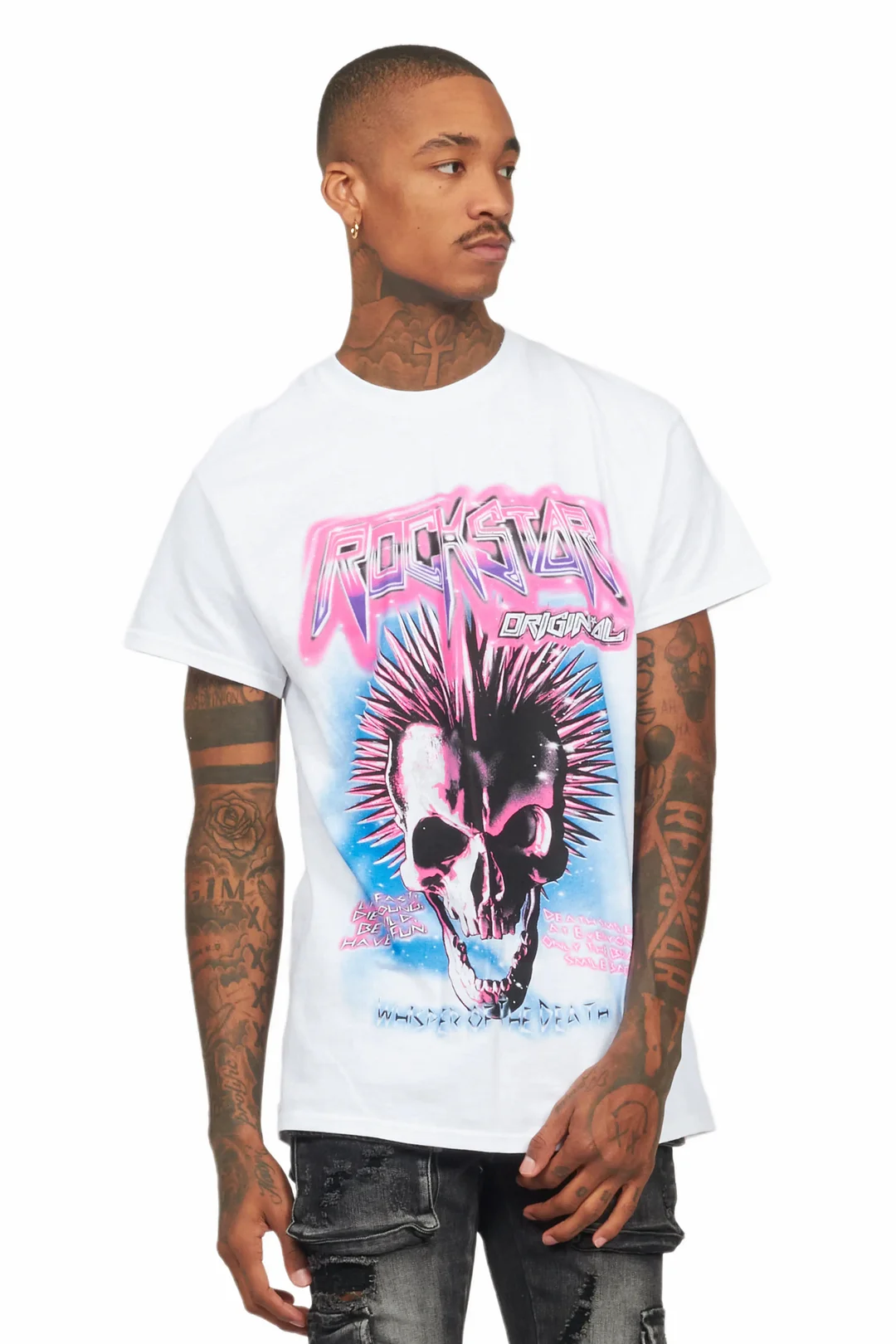 Obern White/Blue Graphic T-Shirt