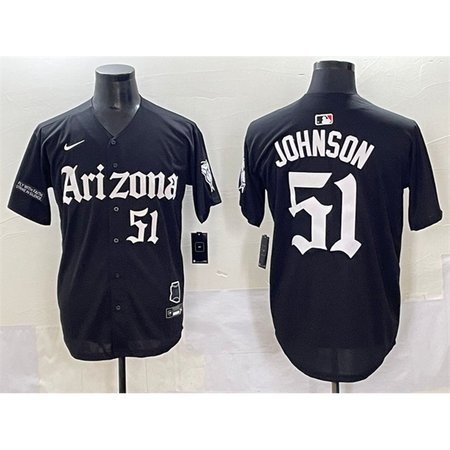 Men's Arizona Diamondbacks #51 Randy Johnson Black "Gothic Desert Fang Edition" Vapor Premier Limited Stitched Baseball Jersey