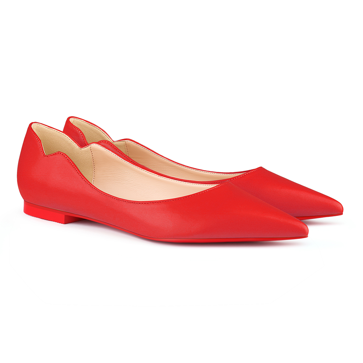 Women's Flats Pointed Toe Internal Increase Chunky Heels Red Bottom Kitten Heels Hot Chickita Daily Pumps for Women-MERUMOTE