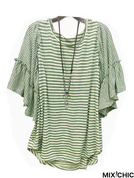 Half Sleeve Shift Striped Tops