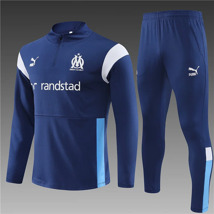 2023-24 Marseille Royal Blue Half-zip Training Jersey