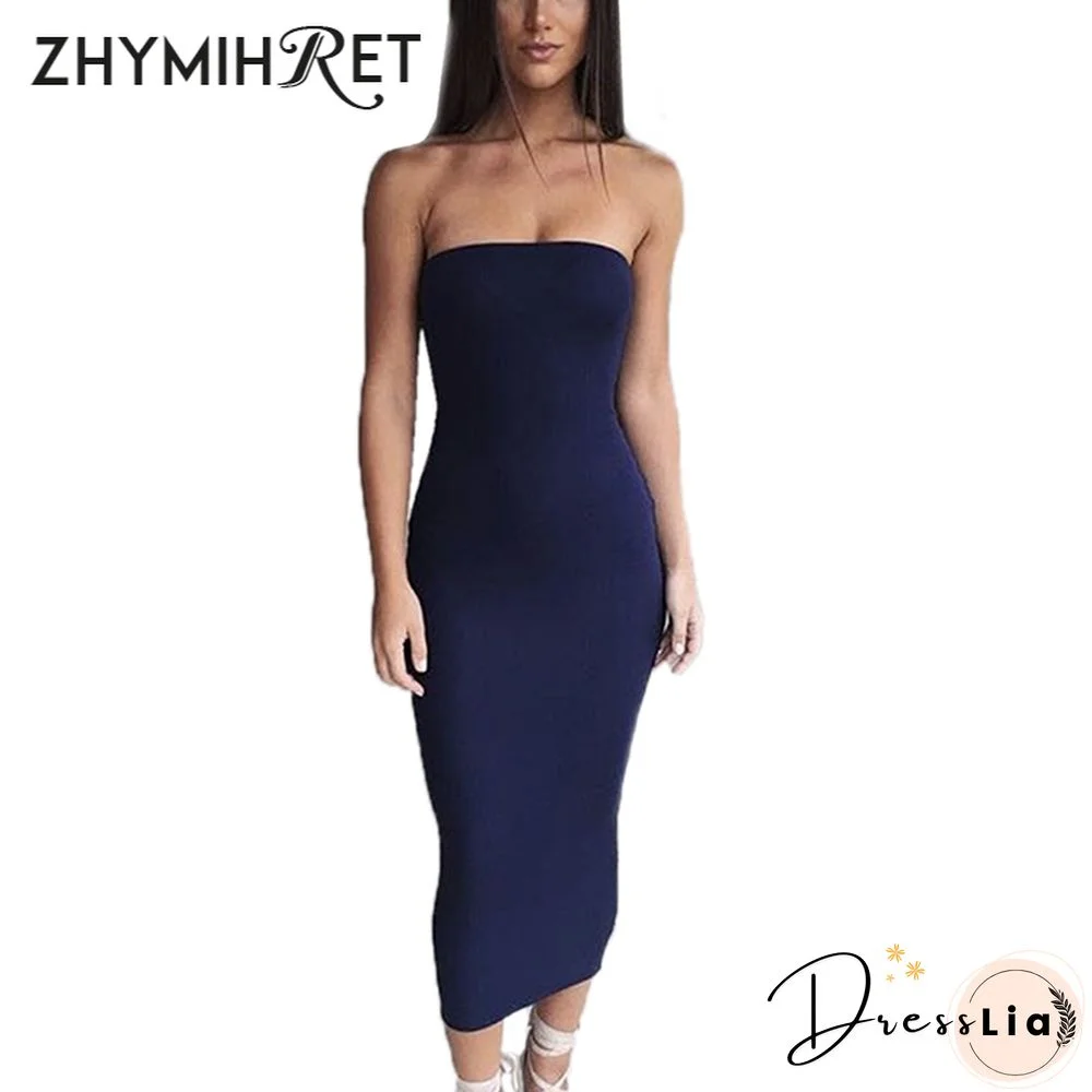 ZHYMIHRET Elegant Red Skinny Tube Dress Strapless Long Sexy Dress Backless Bandage Dress Party Night Off Shoulder Vestidos Femme